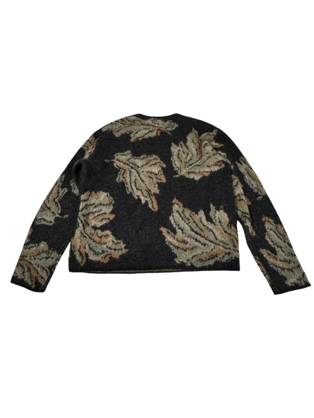 Vince Alpaca Blend Leaf Jacquard Sweater Sz S Oversized Boho - Picture 10 of 12